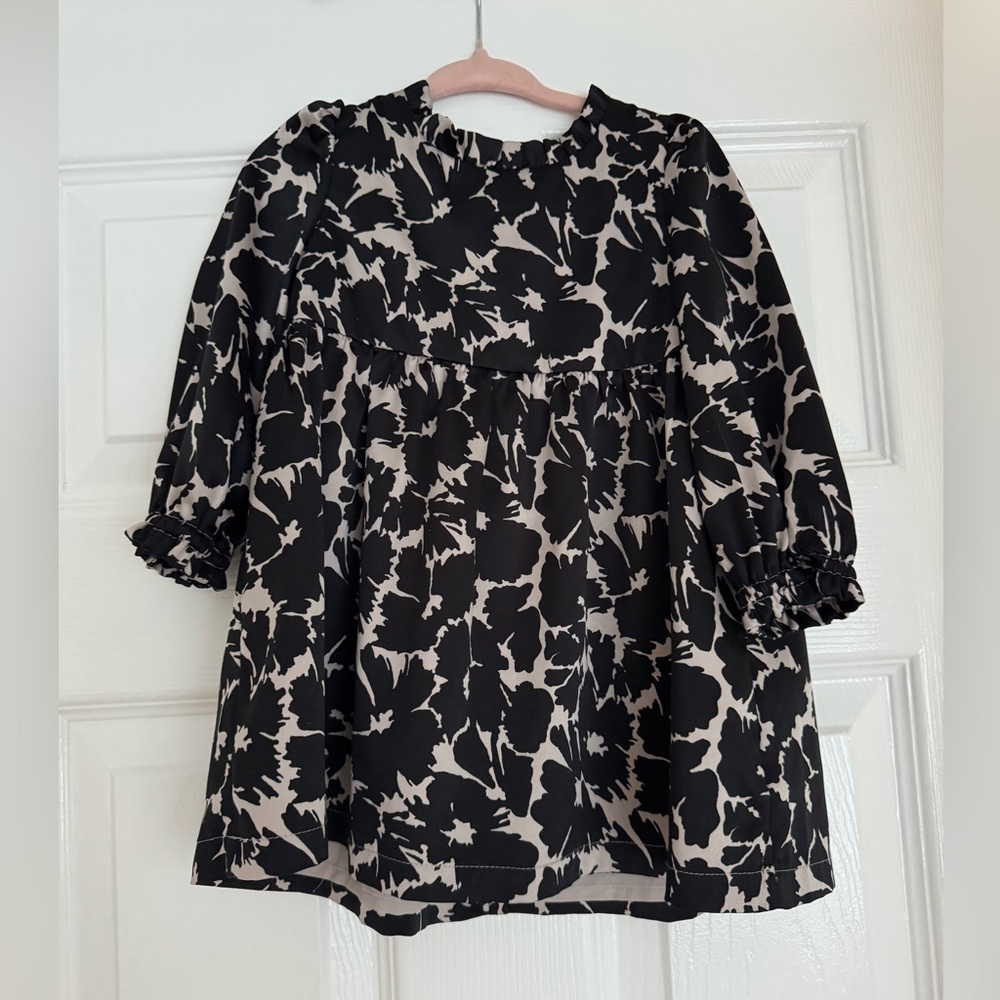 GAP Toddler Black and Cream Floral Dress